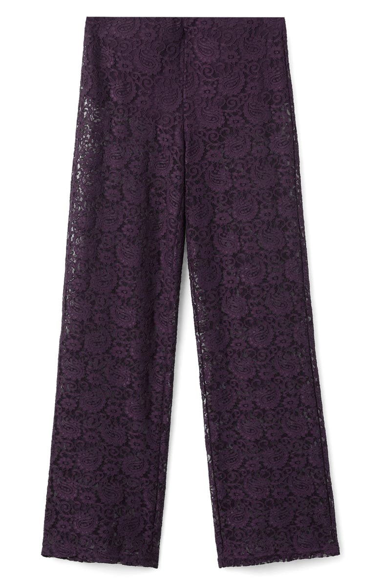 MANGO Mid Rise Straight Leg Lace Pants, Main, color, Wine