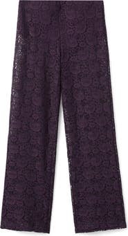 MANGO Mid Rise Straight Leg Lace Pants