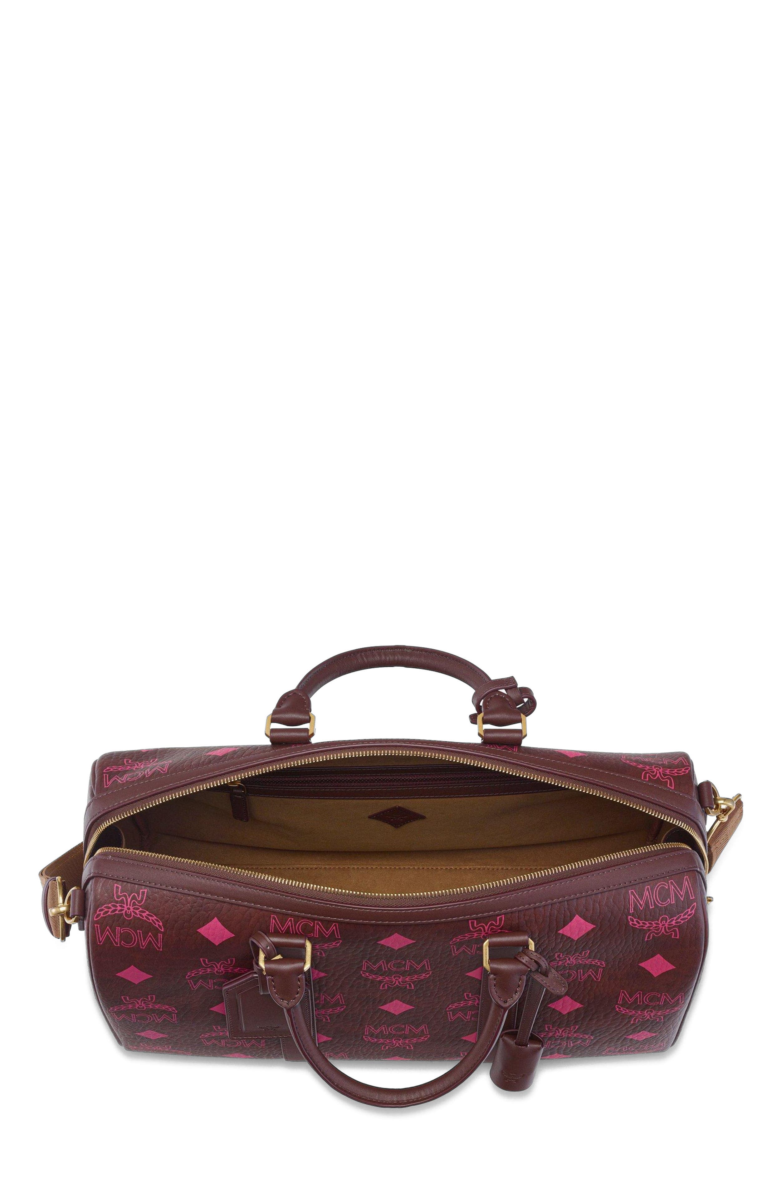 MCM Small Ottomar Weekender Bag in Maxi Visetos, Alternate, color, Cinnamon