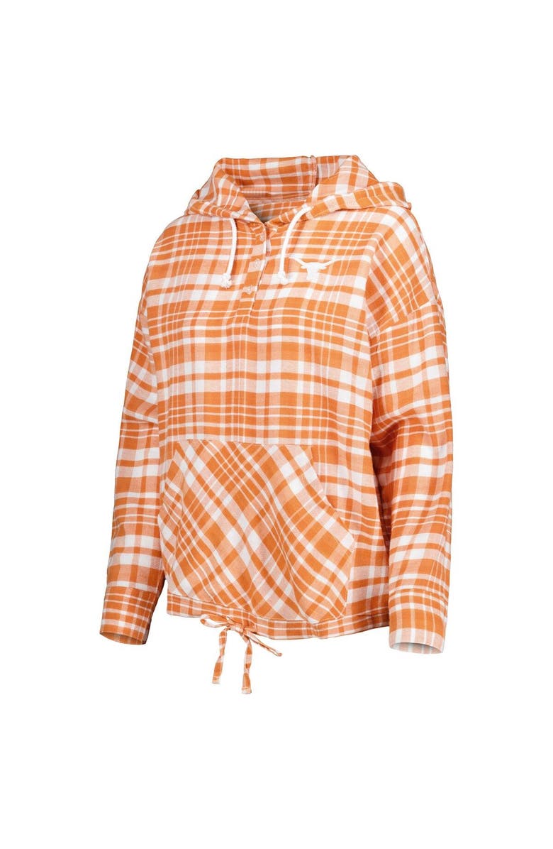 CONCEPTS SPORT Women's Concepts Sport Texas Orange Texas Longhorns Mainstay Lightweight Flannel Plaid Pullover Hoodie, Alternate, color, 
