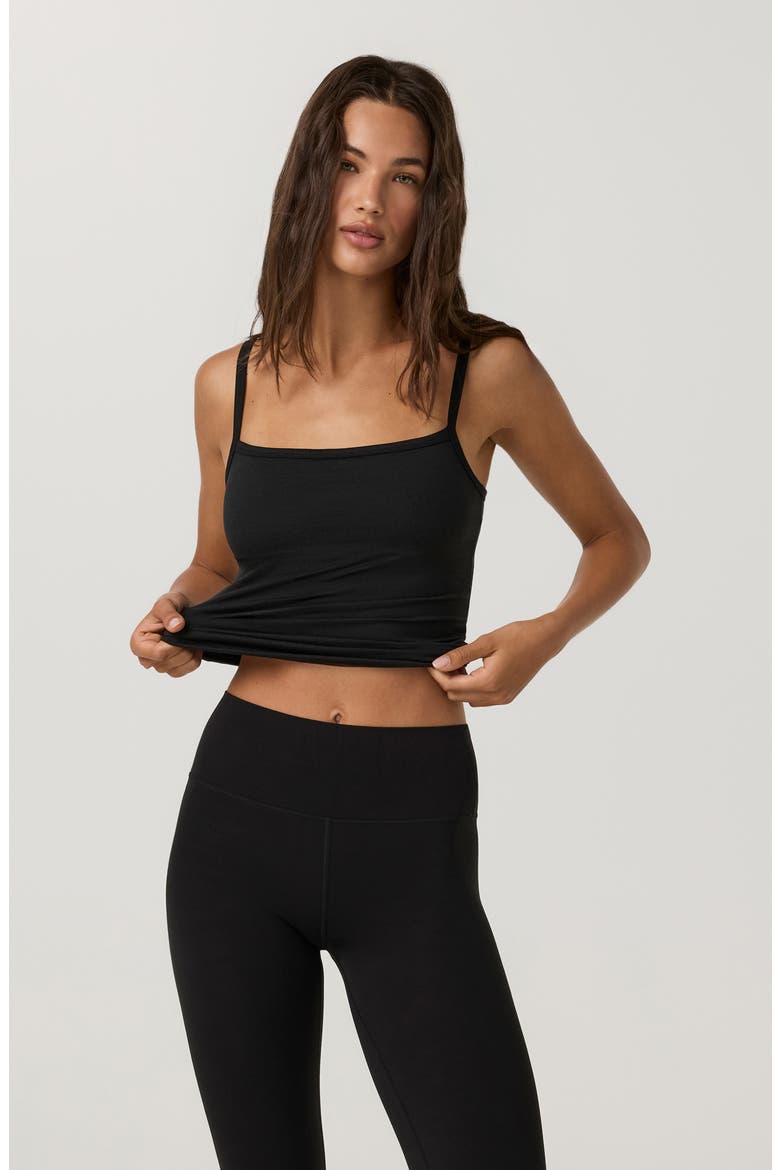 Elevation Square Neck Cami, Alternate, color, BLACK HEATHER