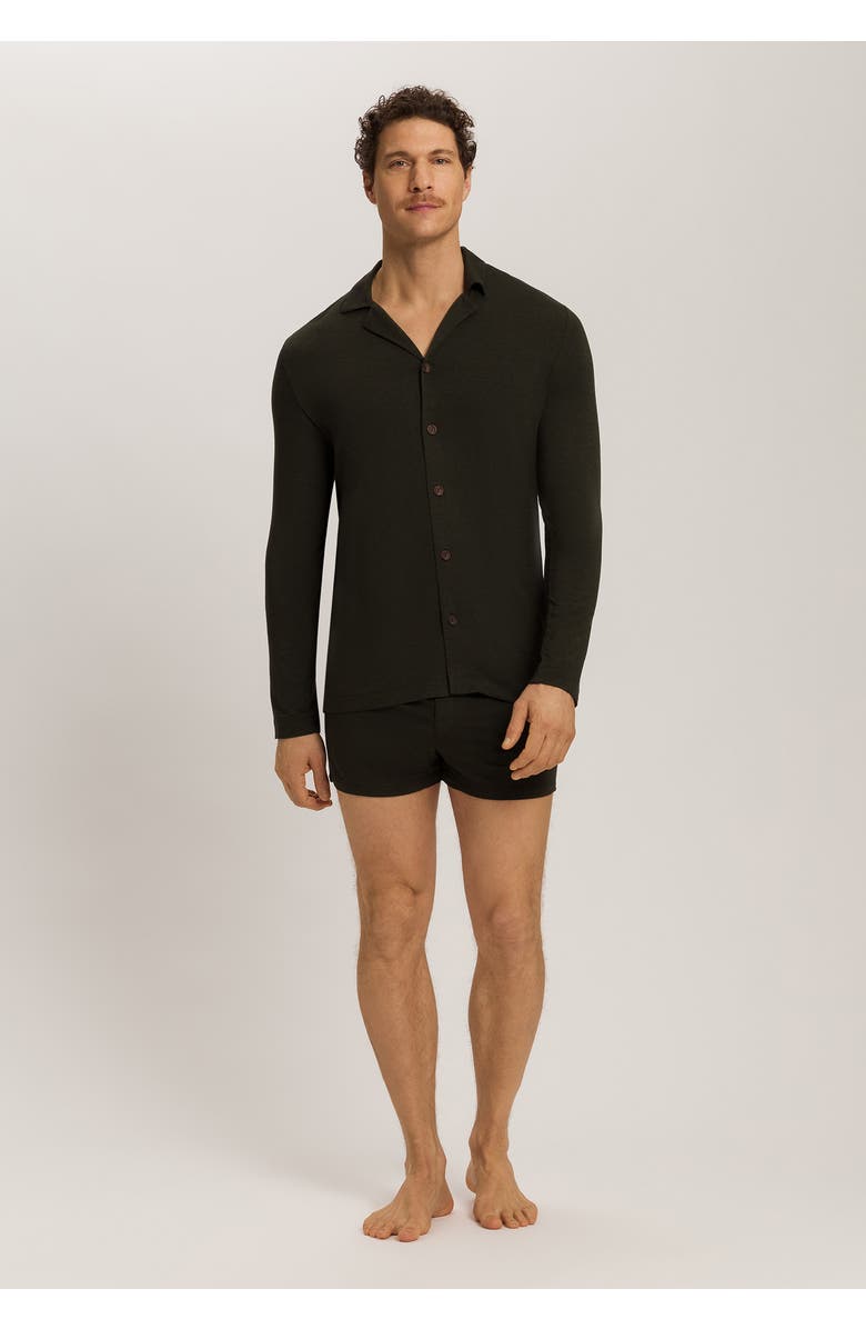 Hanro Casuals Single Jersey Boxers With Button Fly, Alternate, color, Earthy Ink Melange