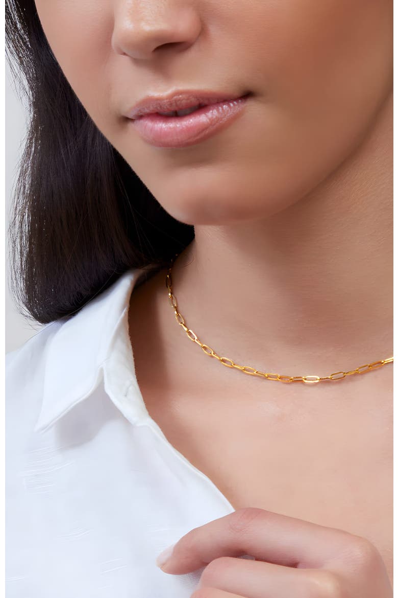 Thin Paperclip Necklace, Alternate, color, Gold