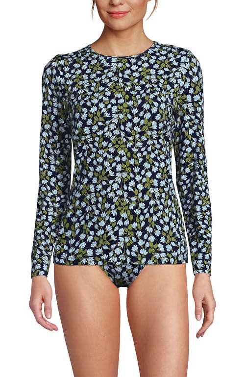Lands' End Plus Size Sunshade Upf 50 Long Sleeve Relaxed Rash Guard In Blue