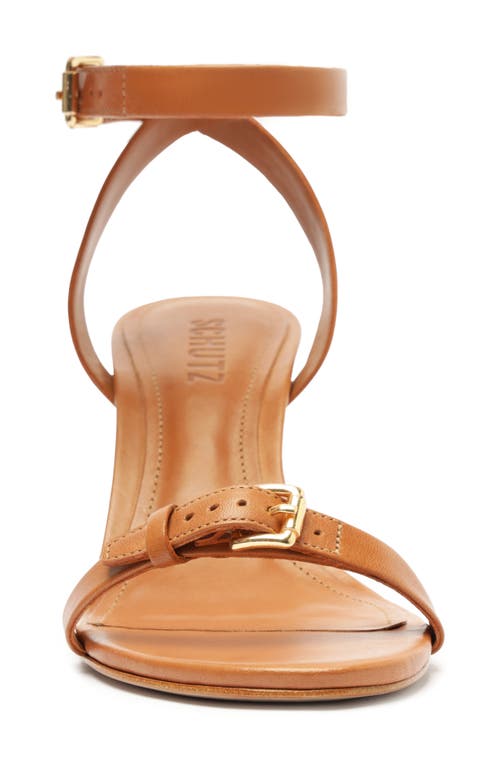 Schutz Aurora Mid Ankle Strap Sandal In Cuoio Brown