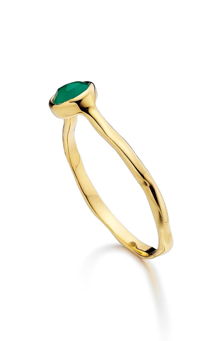 Monica Vinader Siren Small Semiprecious Stone Stacking Ring, Alternate, color, Green Onyx/ Yellow Gold