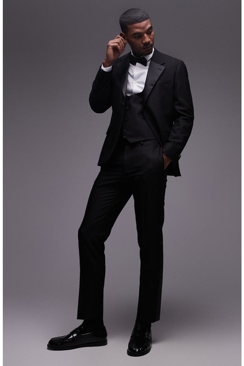 Skinny Fit Textured Dress Pants, Alternate, color, BLACK