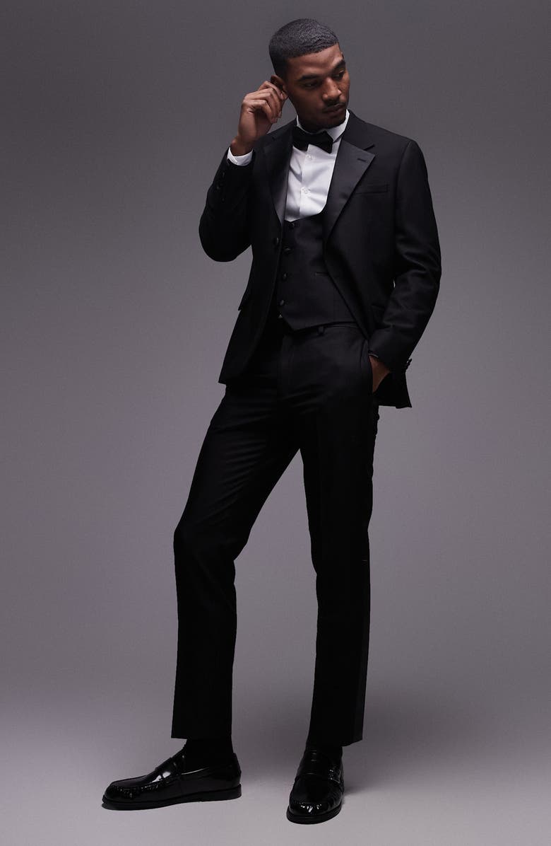 Topman Skinny Fit Textured Dress Pants, Alternate, color,