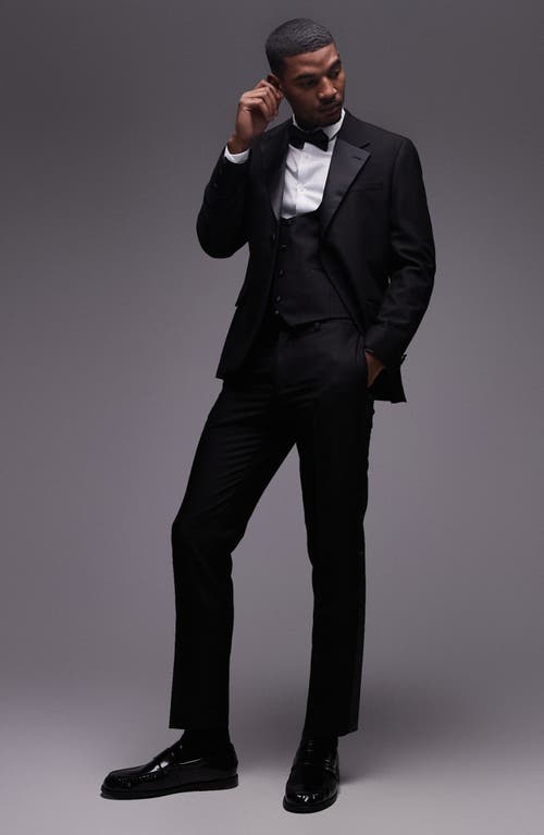 Topman Skinny Fit Textured Dress Pants In Black