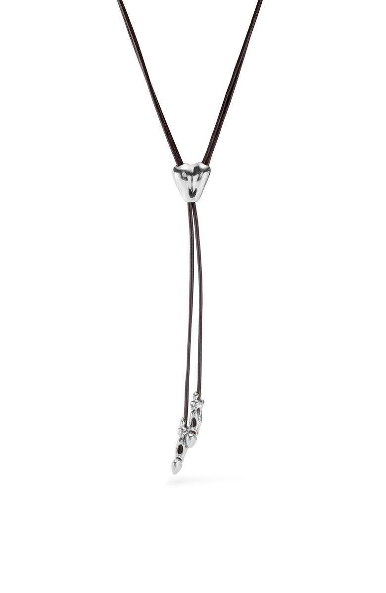 UNODE50 Heartline Leather Necklace, Main, color, Silver