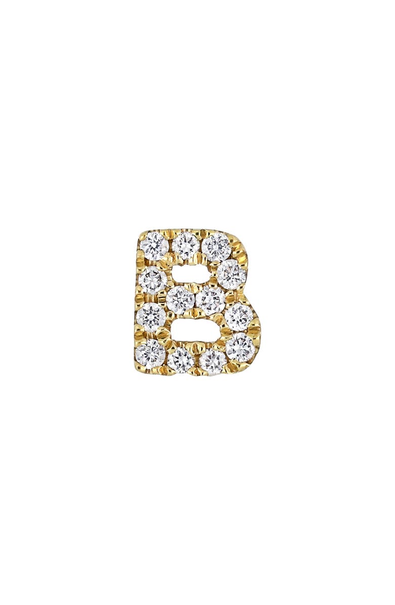 Bony Levy Icon Diamond Initial Single Stud Earring, Main, color, 18K Yellow Gold - B