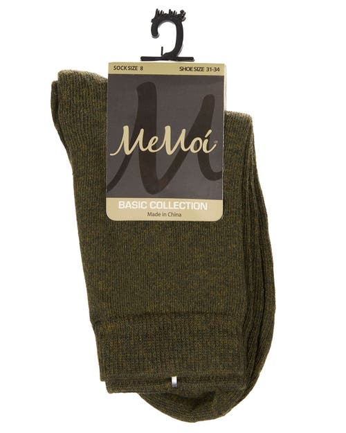Memoi Kids' Basic Cotton Blend Crew Socks In Brown
