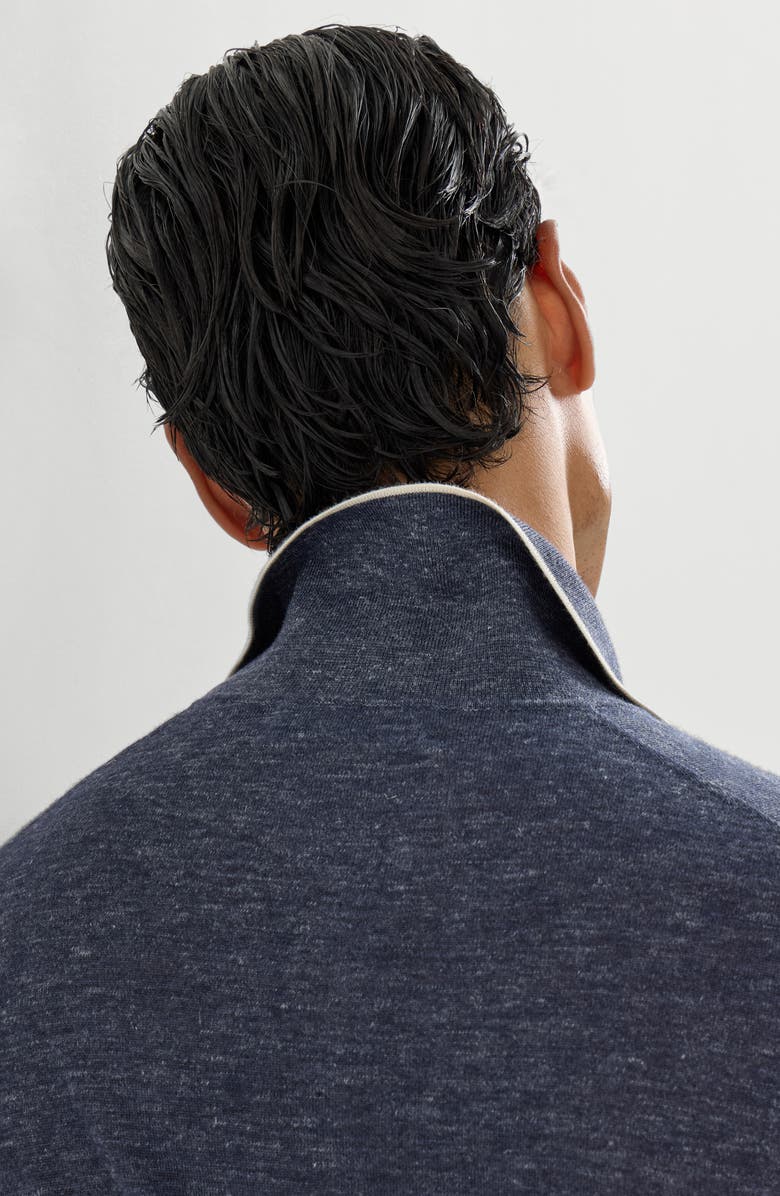 Brunello Cucinelli Lightweight knit Polo, Alternate, color, Avio Blue