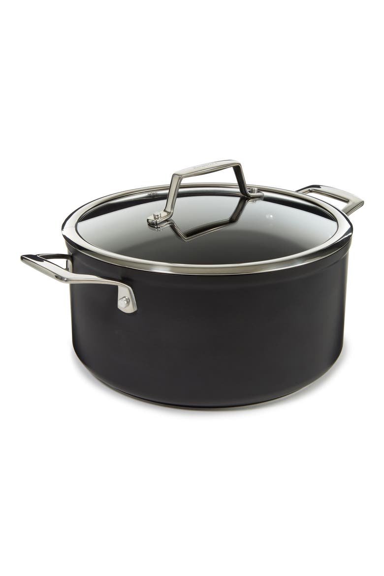 Essentials Hard Anodized 5.3-Quart Nonstick Covered Stockpot, Alternate, color, BLACK