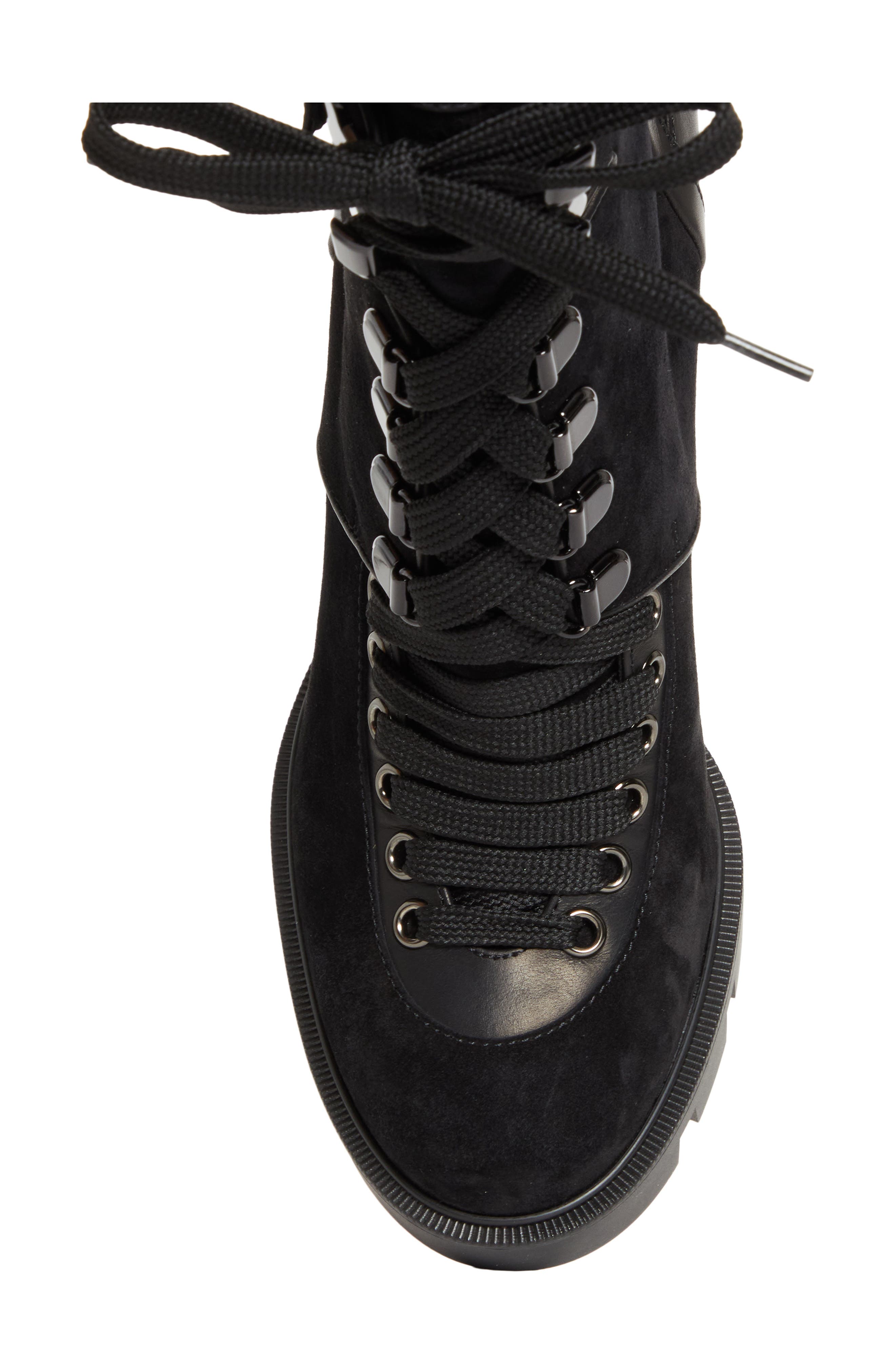Christian Louboutin Macademia Combat Boot, Alternate, color, Black/ Black Lucido