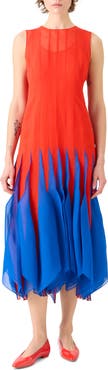 Akris High Plains Colorblock Silk Organza Dress