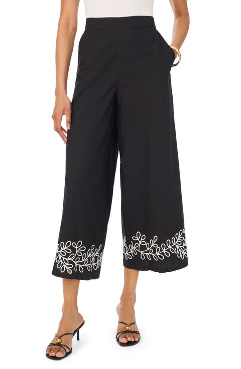Embroidered Cutout Crop Pants (Regular & Petite)