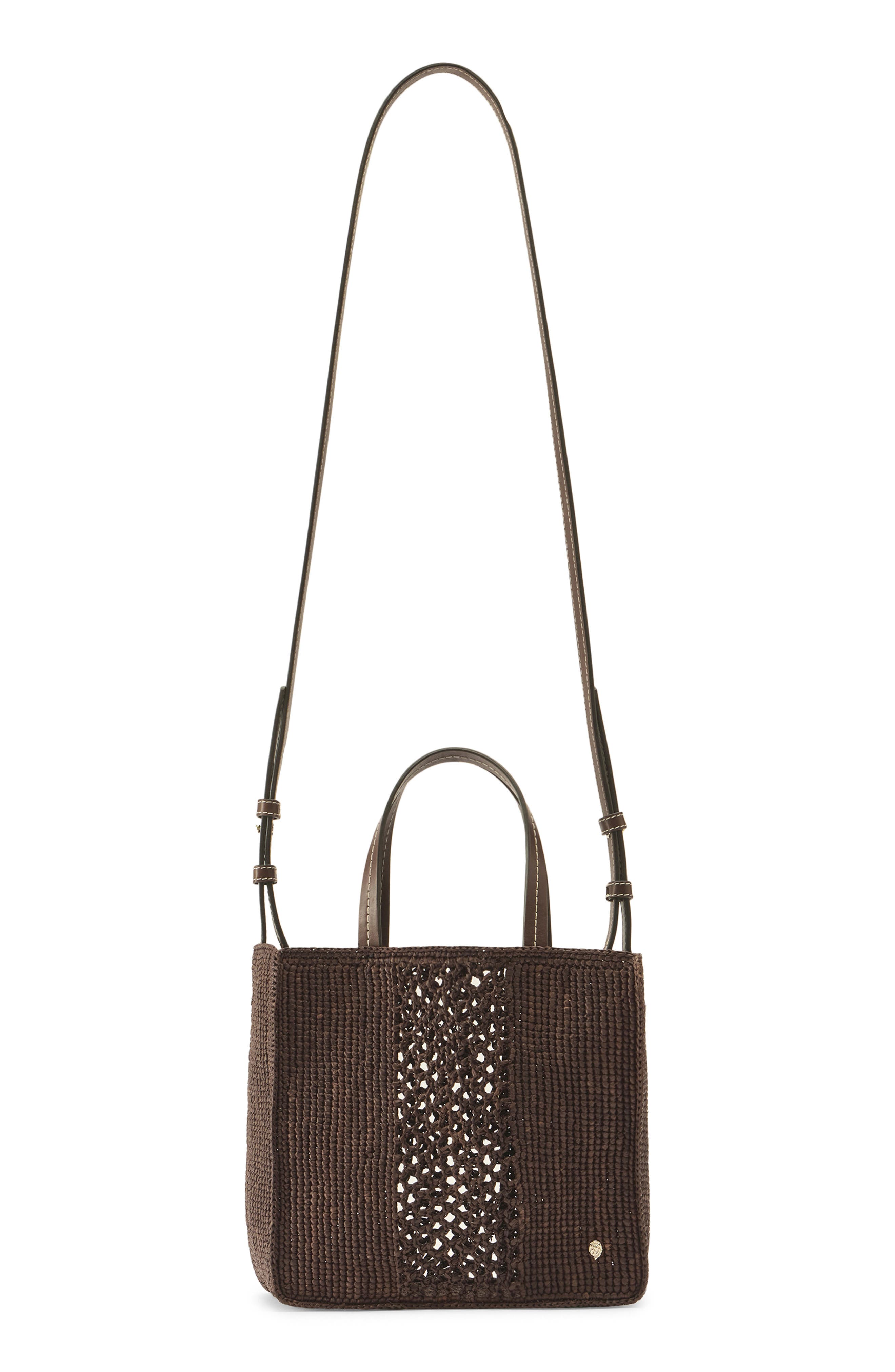 Mini Arleth Crochet Raffia Tote, Alternate, color, CHOCOLATE