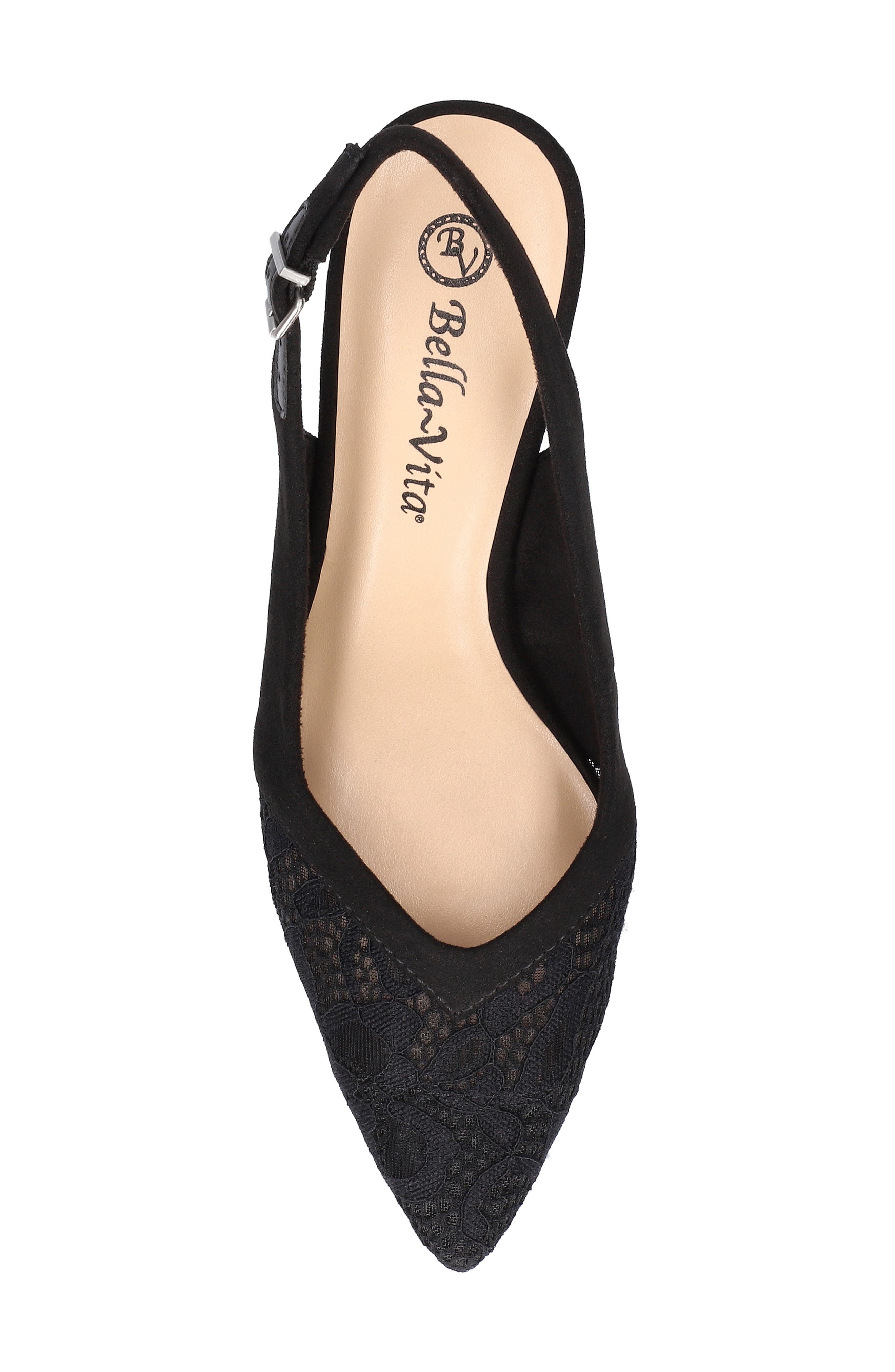Bella Vita Marquette Pointed Toe Slingback Pump, Alternate, color, Black Suede