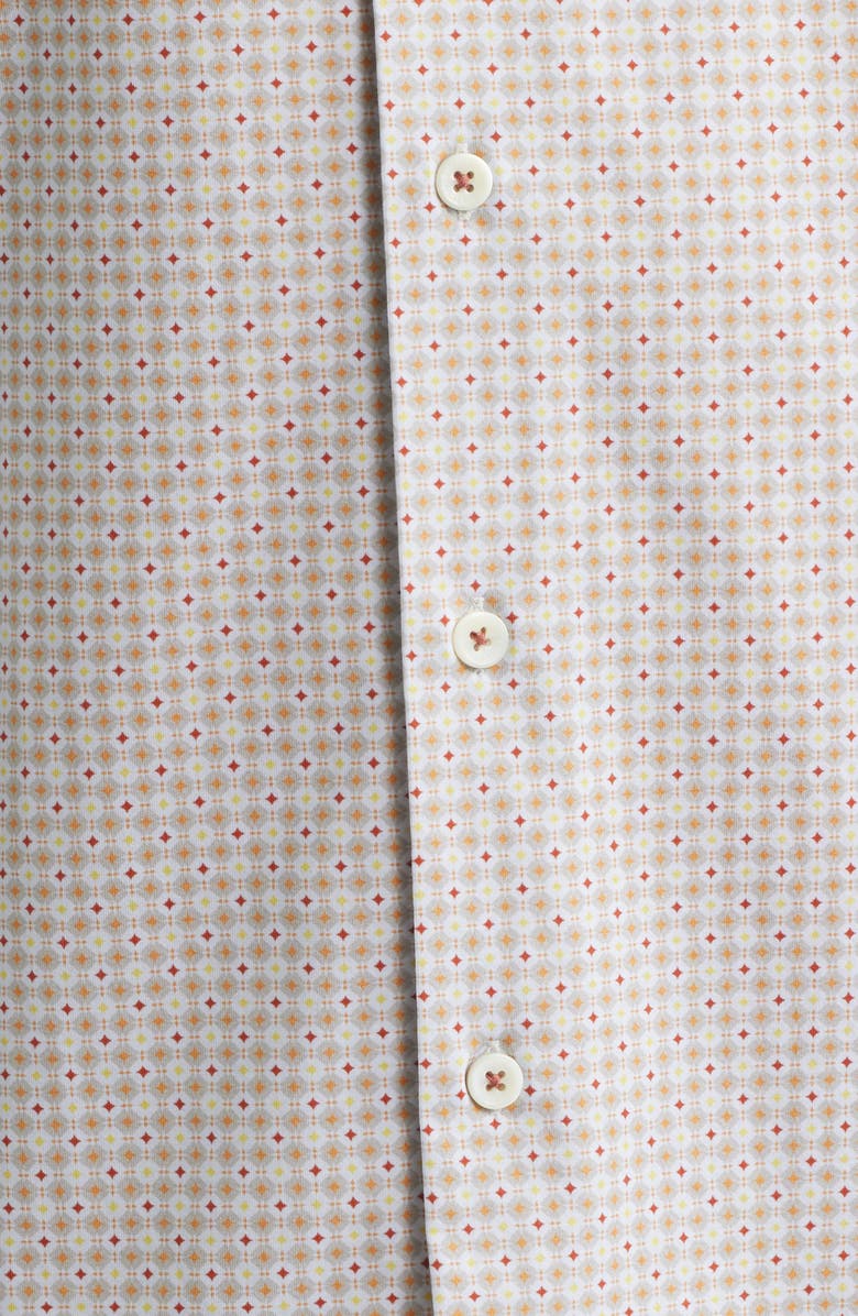 Bugatchi Miles OoohCotton<sup>®</sup> Geo Print Short Sleeve Button-Up Shirt, Alternate, color, Sienna