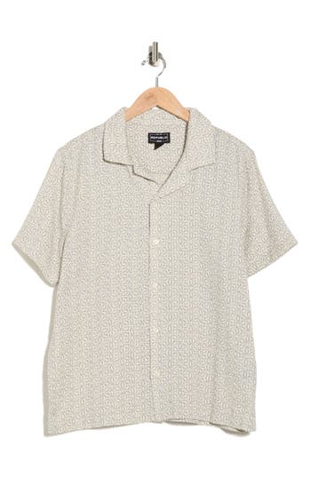 For The Republic Geo Print Cotton & Linen Camp Shirt