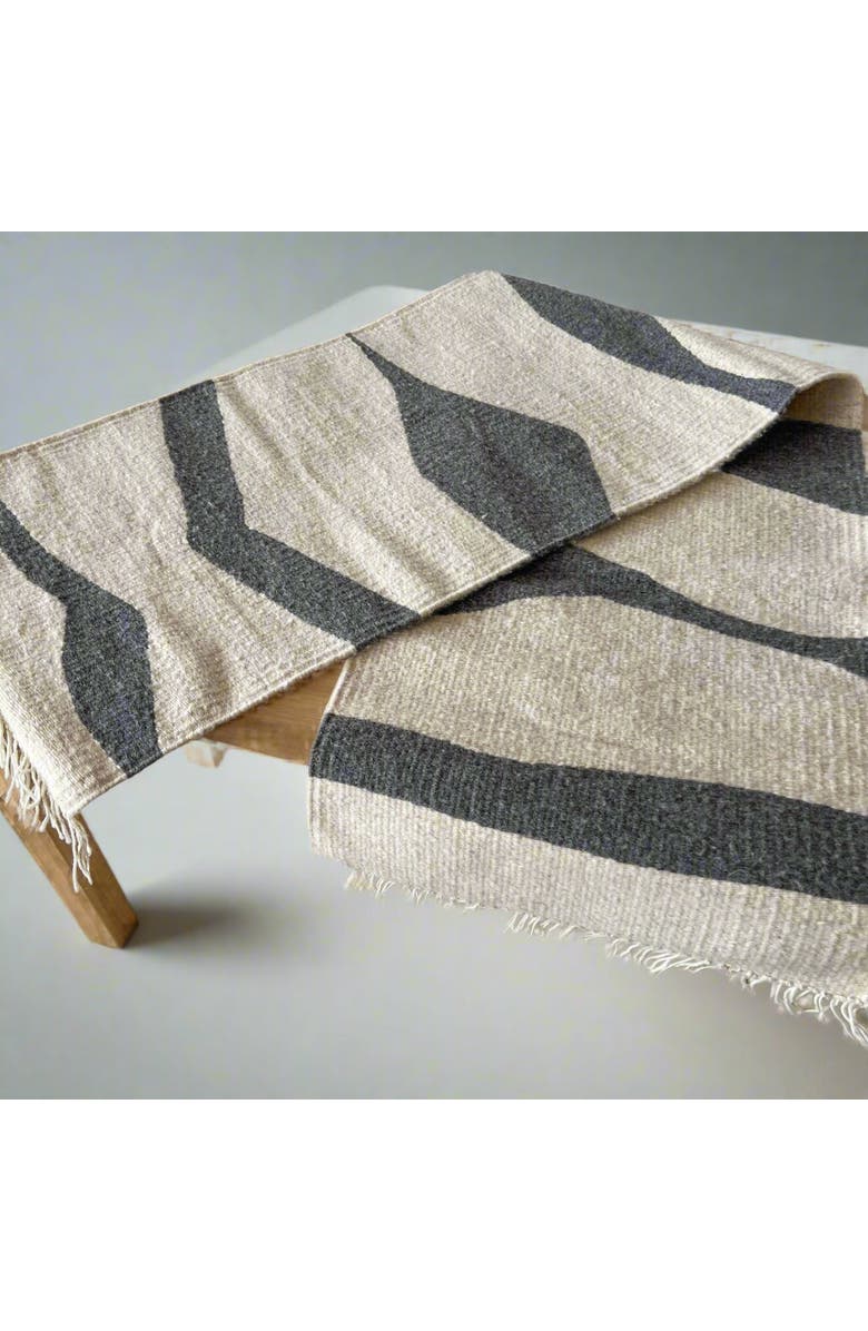 Loom Imports Wool Table Runner, Main, color, Ivory + Charcoal