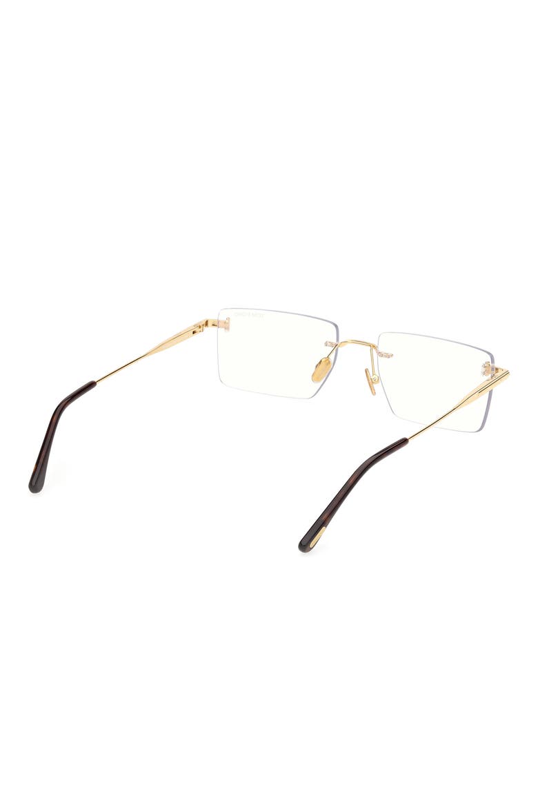58mm Rectangular Blue Light Blocking Glasses, Alternate, color, SHINY TF GOLD GOLD BLUE BLOCK
