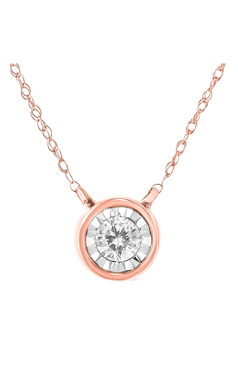 Haus of Brilliance 10K Gold 1/5 cttw Diamond Round Bezel Necklace Pendant, Alternate, color, Rose Gold