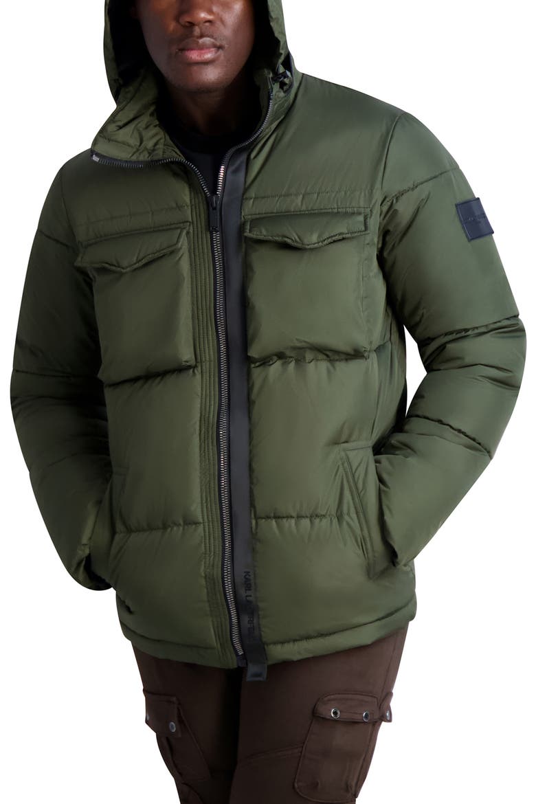 Quilted Puffer Jacket, Main, color, OLIVE