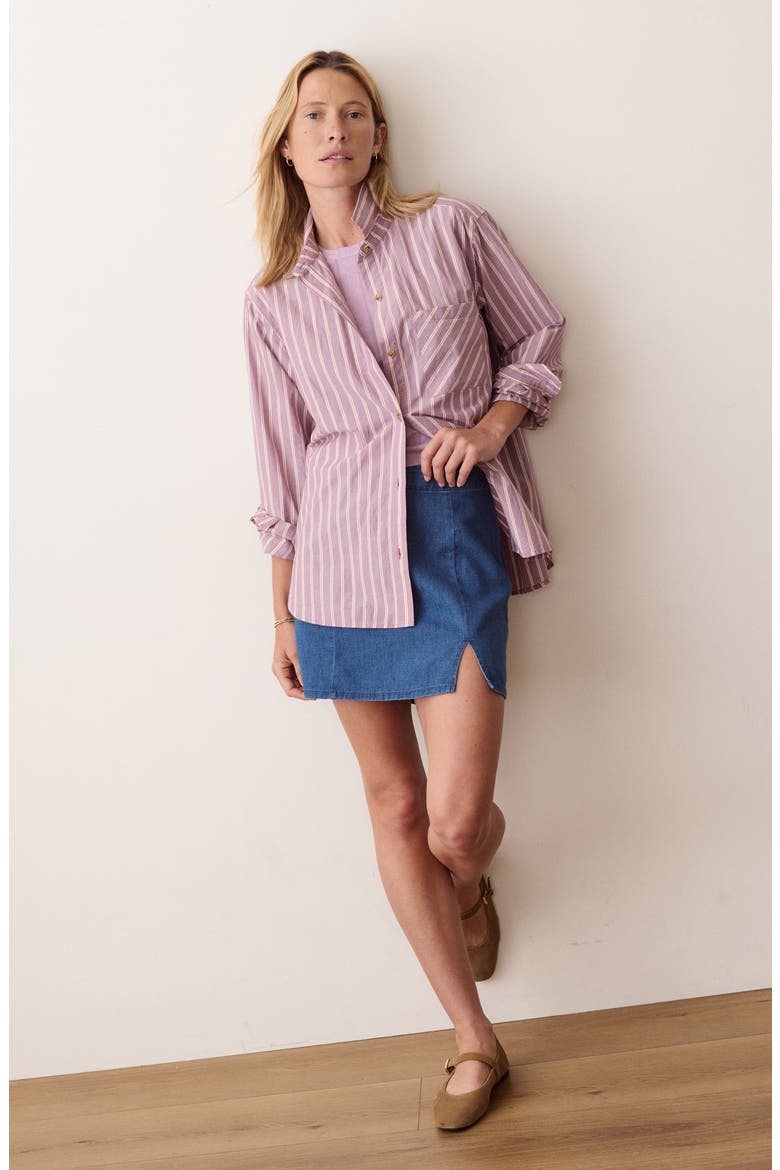 Jane Relaxed Pima Cotton Shirt, Alternate, color, PURPLE STRIPE