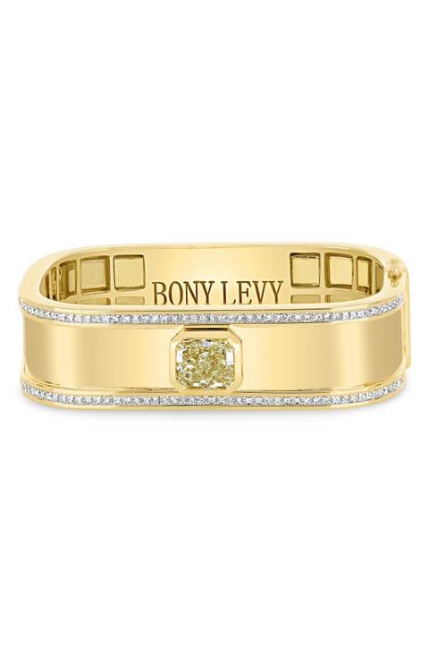 18K Gold Iris Diamond Bangle Bracelet