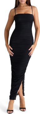 HOUSE OF CB Fornarina Ruched Mesh Maxi Dress