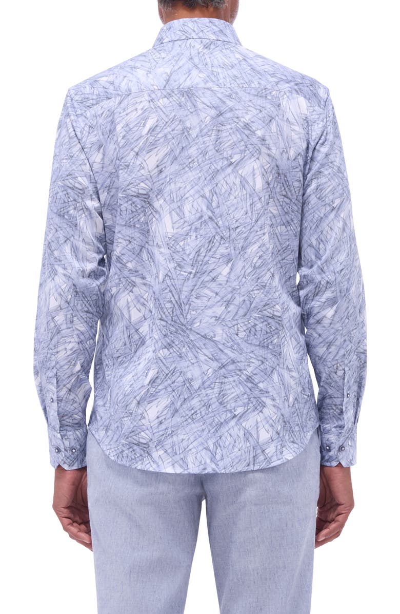 Bugatchi Julian Shaped Fit Stretch Cotton Button-Up Shirt, Alternate, color, Cobalt