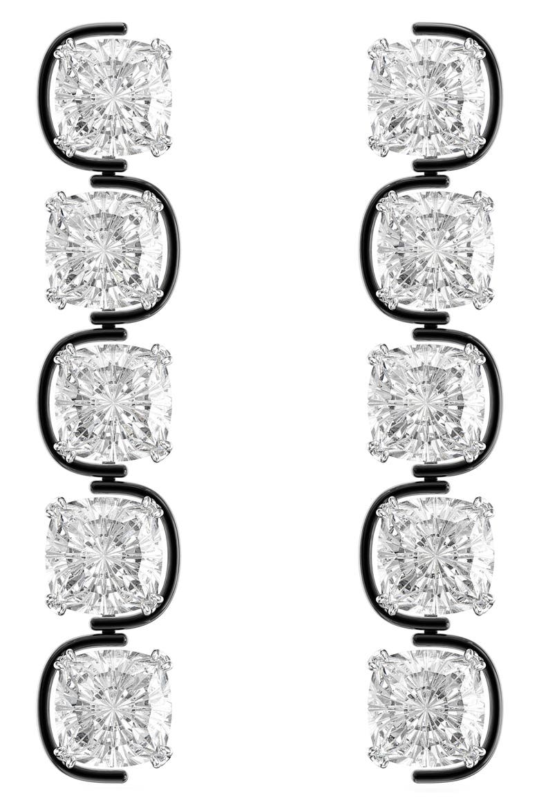 Harmonia Crystal Drop Earrings, Main, color, BLACK / CLEAR CRYSTAL