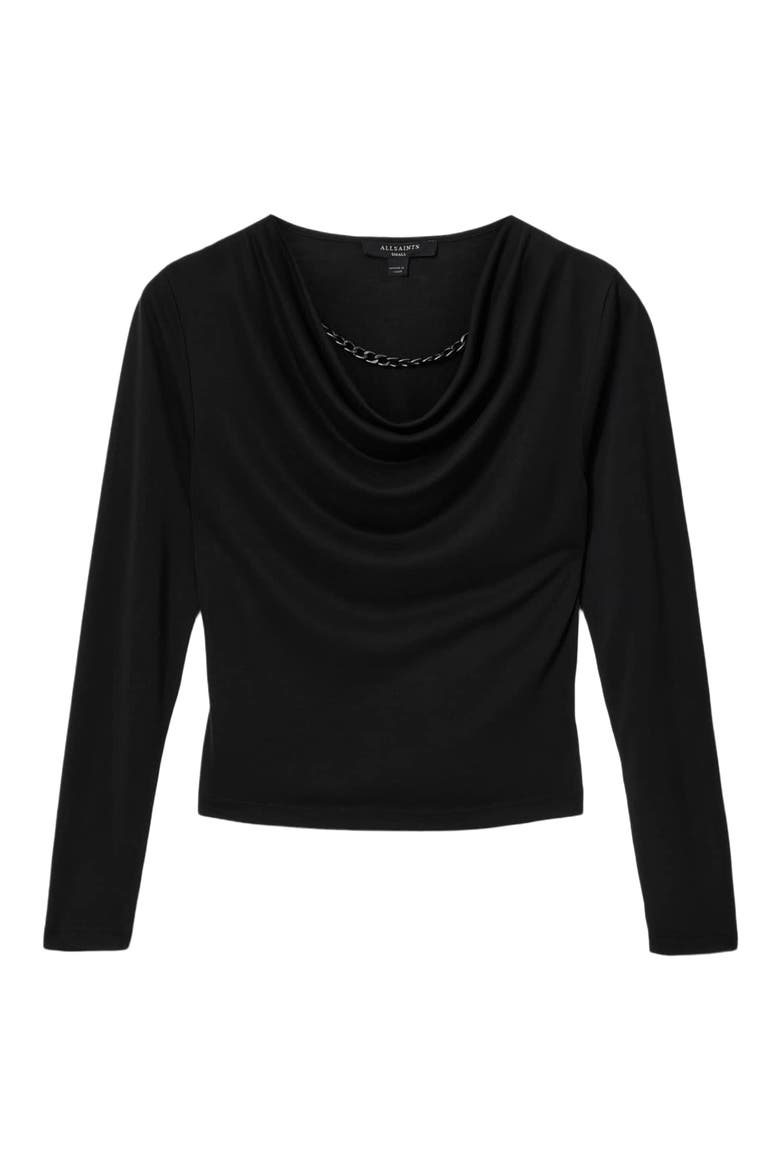 Hallie Long Sleeve Cowl Neck Top, Alternate, color, BLACK