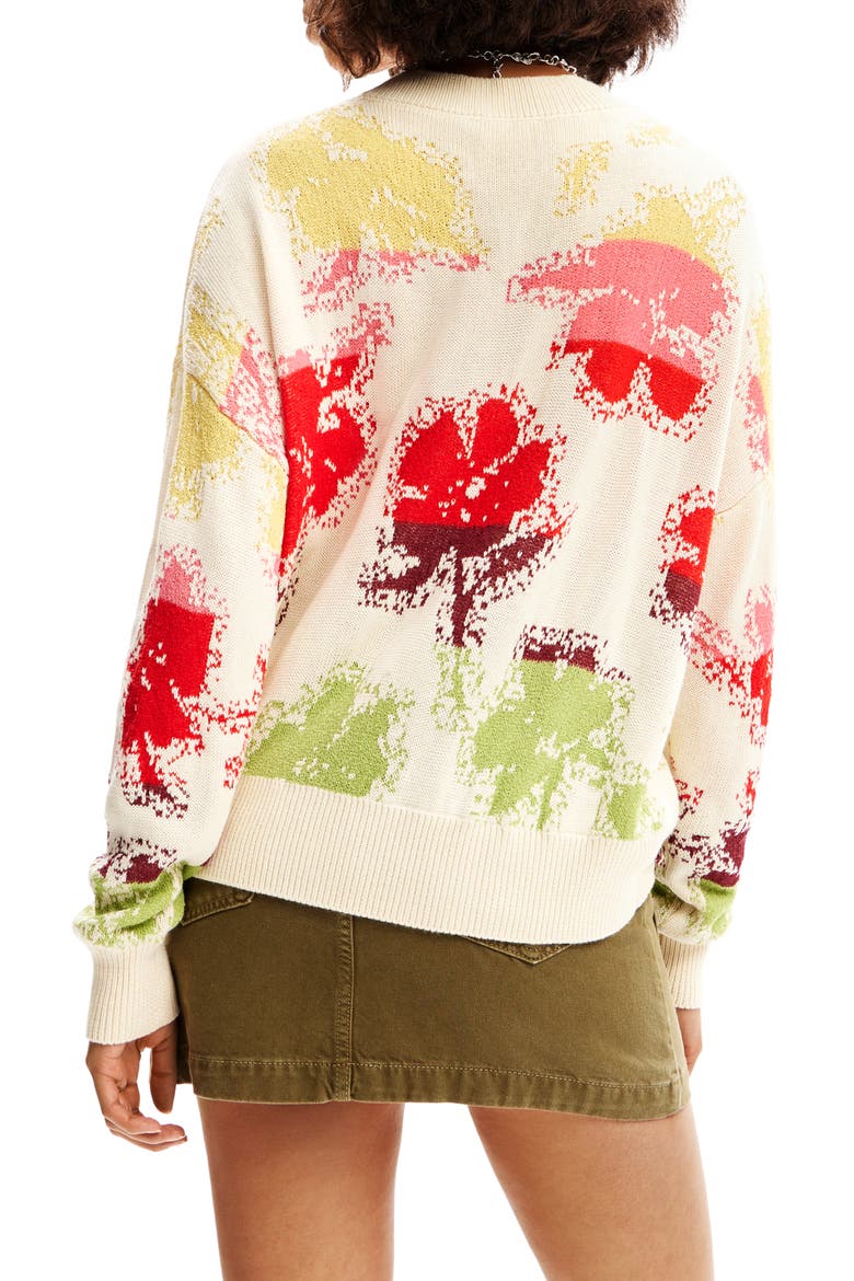 Oversize Floral Pullover, Alternate, color, IVORY MULTI
