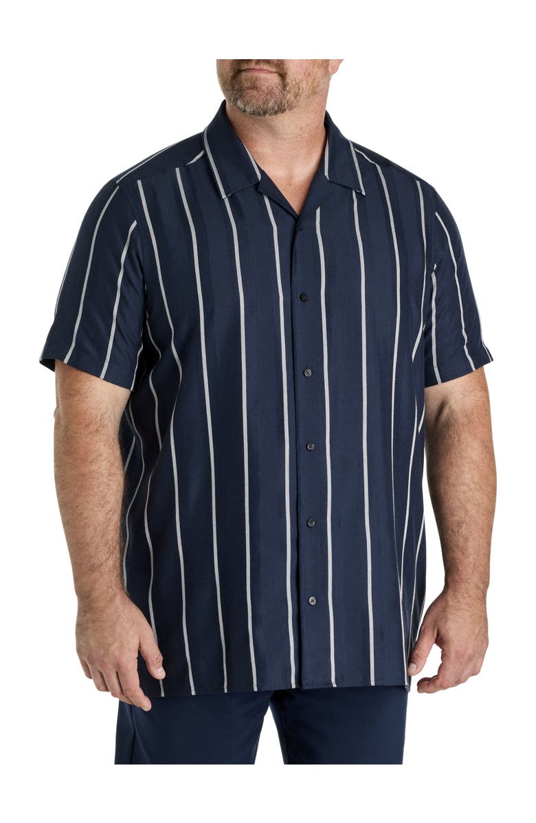 Perry Ellis Big & Tall Striped Sport Shirt, Main, color, Dark Sapphire