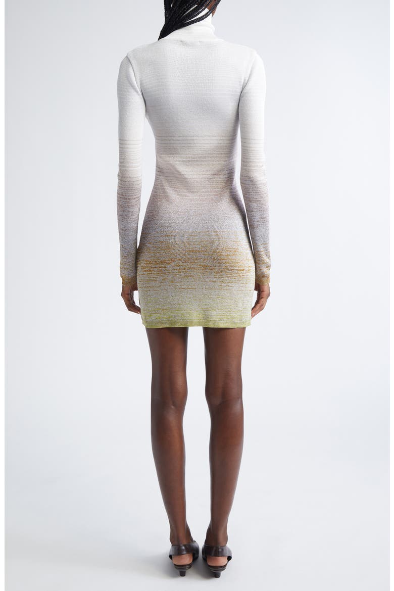 Ombré Stripe Long Sleeve Turtleneck Mini Sweater Dress, Alternate, color, MULTICOLOR YELLOW GREEN