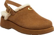 COACH Sculpted C Genuine Shearling Lined Slingback Platform Clog