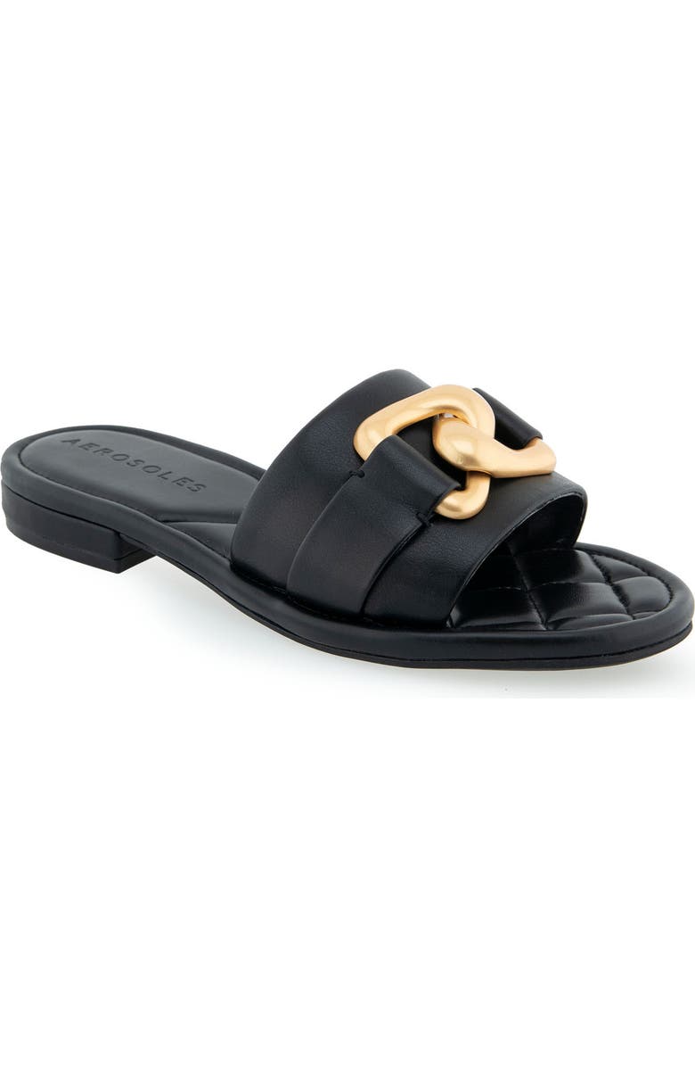 Aerosoles Big Charm Slide Sandal, Main, color, Black Pu