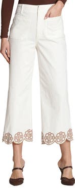 Bagatelle Wide Leg Crop Embroidered Pants