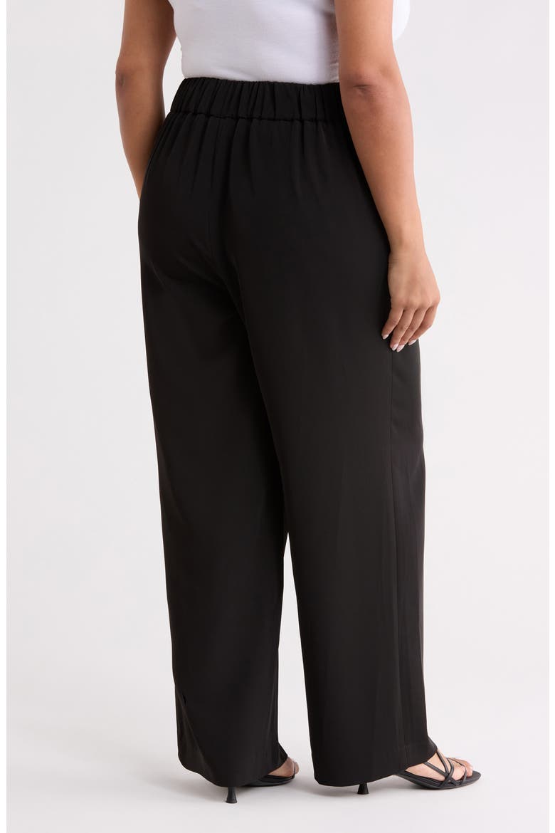Pleated Pull-On Wide Leg Pants, Alternate, color, ANNE BLACK