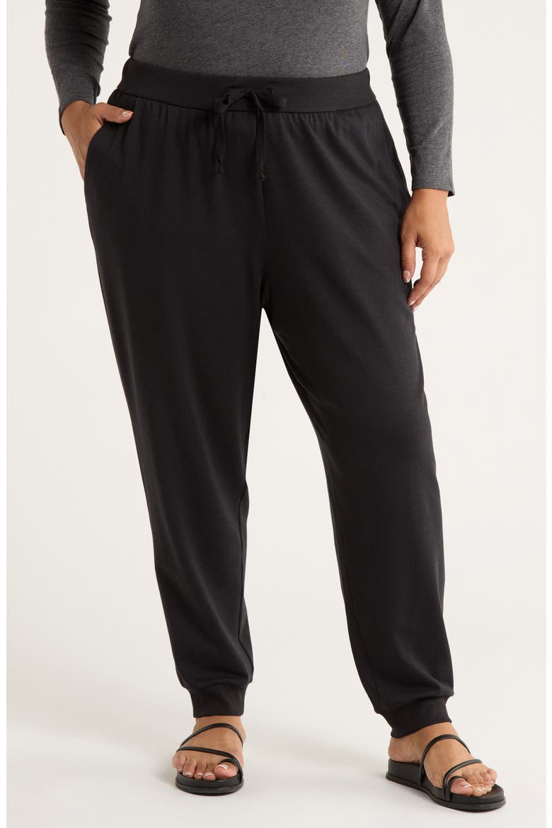 Terry Ankle Pants, Main, color, BLACK