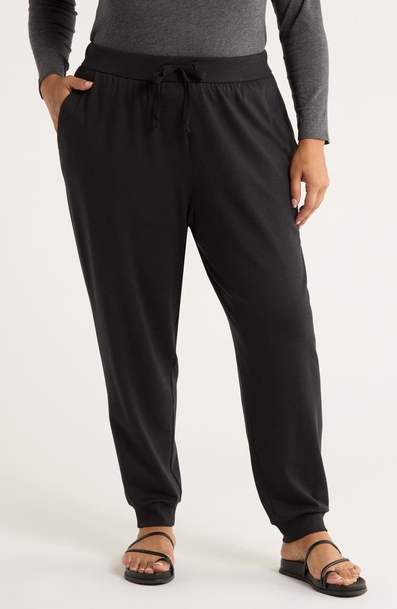 Eileen Fisher Terry Ankle Pants, Main, color, Black