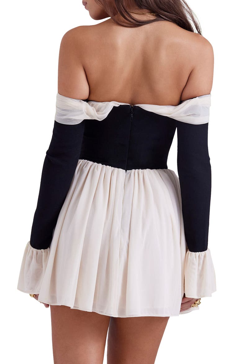 Alana Strapless Long Sleeve Minidress, Alternate, color, BLACK