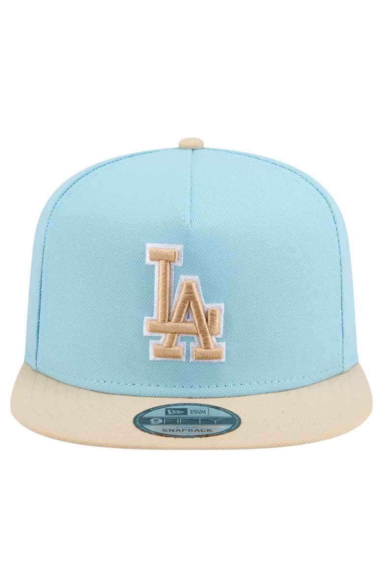 New Era Men's New Era  Light Blue/Light Beige Los Angeles Dodgers Color Pack A-Frame 9FIFTY Snapback Hat, Alternate, color, 