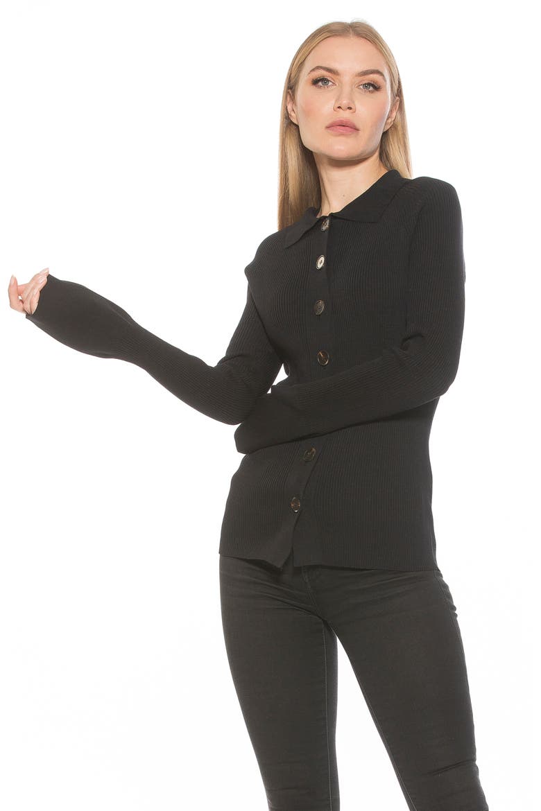 Beatrice Button-Down Long Sleeve Cardigan, Alternate, color, BLACK