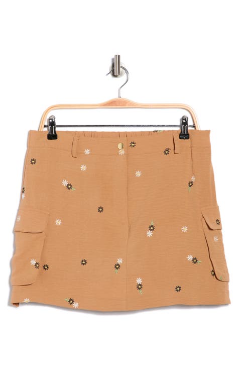 Floral Embroidered Cargo Miniskort