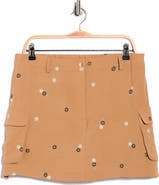 Ellen Tracy Floral Embroidered Cargo Miniskort