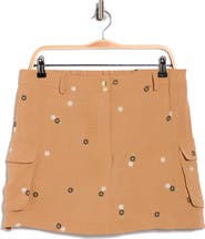 Ellen Tracy Floral Embroidered Cargo Miniskort